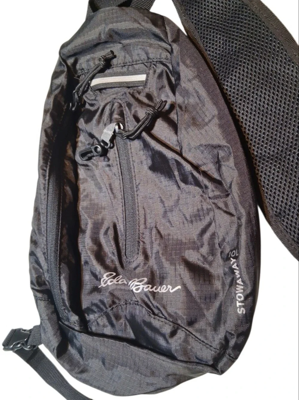 Eddie Bauer Stowaway 10L Onyx Black Packable Sling Backpack Crossbody Daypack